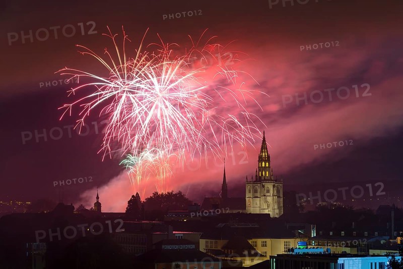 Cathedral of Our Lady with fireworks during the Seenachtfest Festival