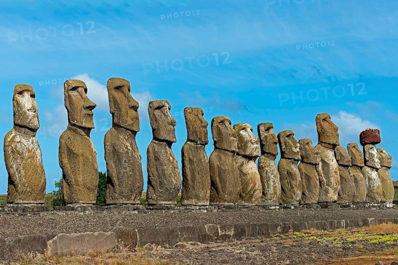Row of Moai statues