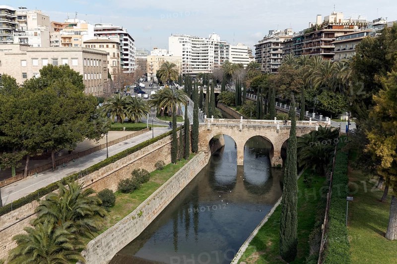 Historic town canal Sat Sierra and Passeig Mallorca