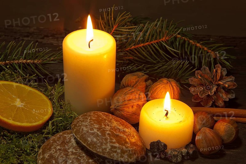 Christmas still life with candlelight
