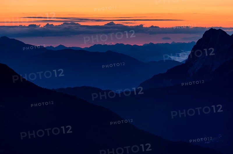 Mt Zugspitze and the Ammergau Alps in the morning light