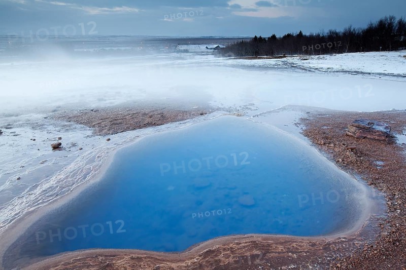 Steaming hot water in winter