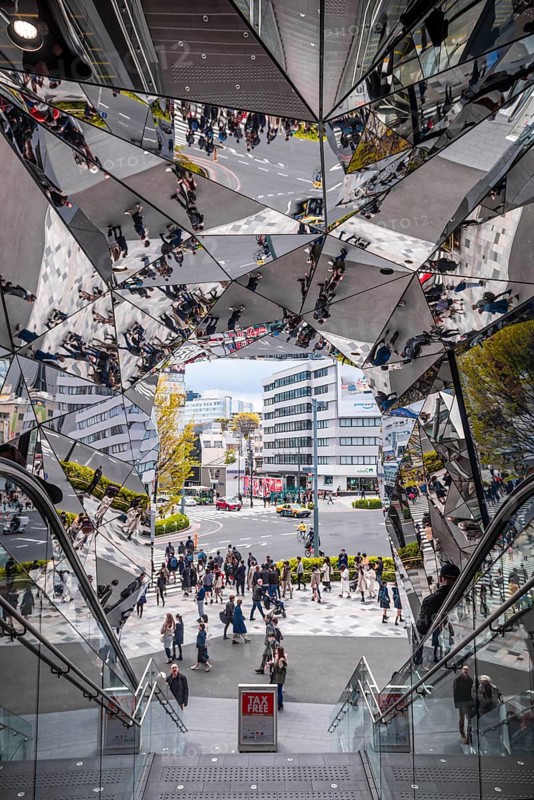 Mirror-clad entrance