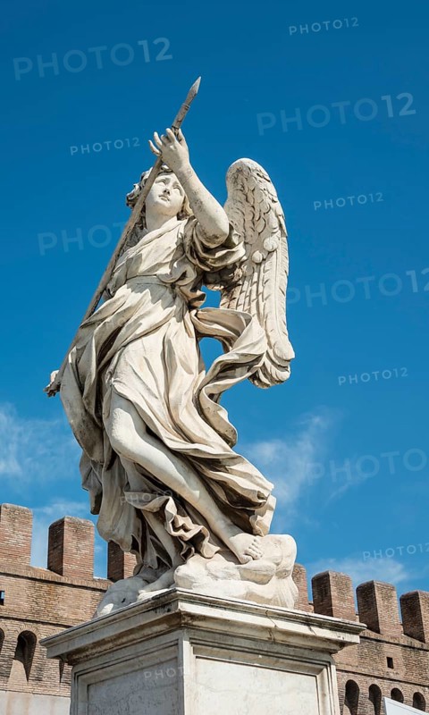 Angel statue with lance on the Ponte Sant'Angelo