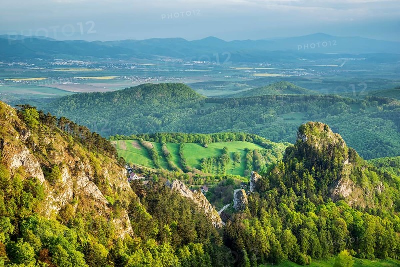 Castle of Vrsatec in Nature Reserve Vrsatske rocks and Vah River Valley