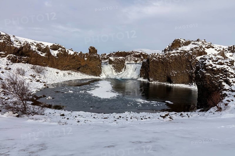 Hjalparfoss waterfall in the highlands