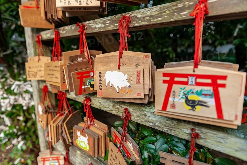 Written wishes to deities on small wooden boards