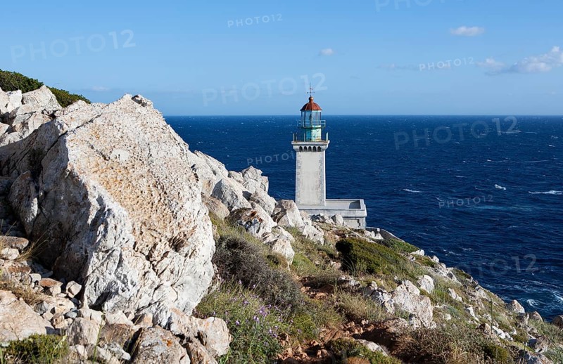 Akrotiri Tenaro Lighthouse at the southernmost point of the Peloponnese