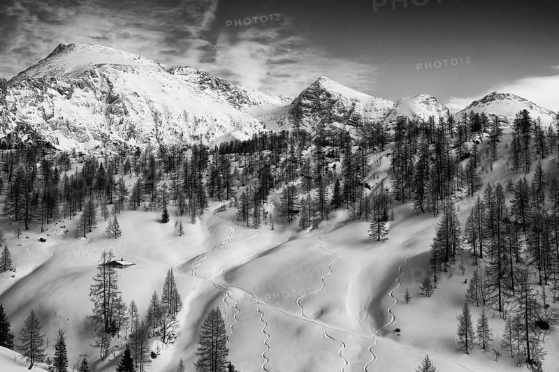 Ski tracks below Mt Schneibstein