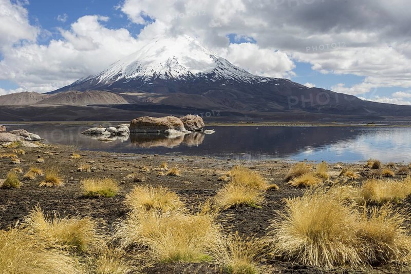 Lake Chungara and the Parinacota volcano