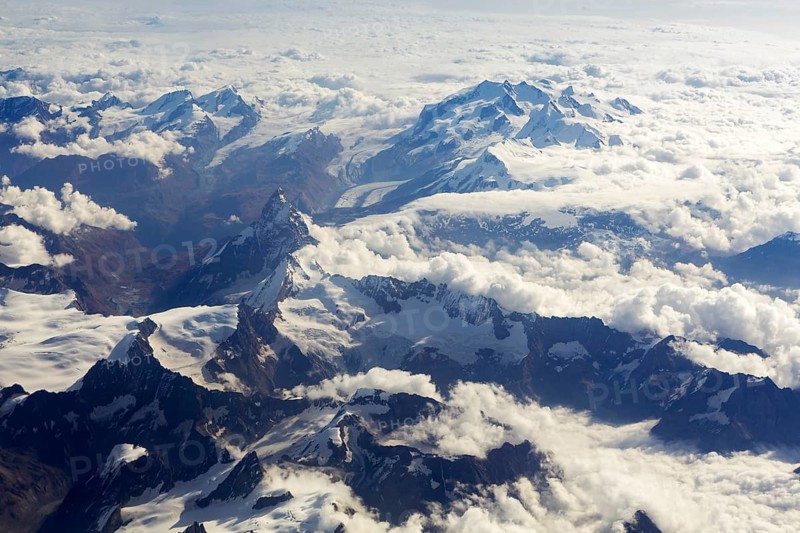 Aerial view of Mt Matterhorn with Gorner Glacier