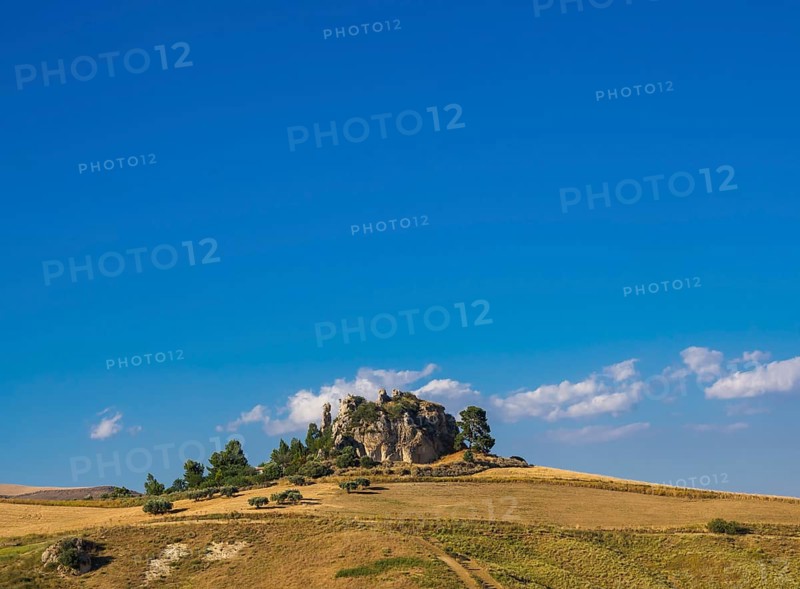 Grain fields with stone formation in Caltanissetta