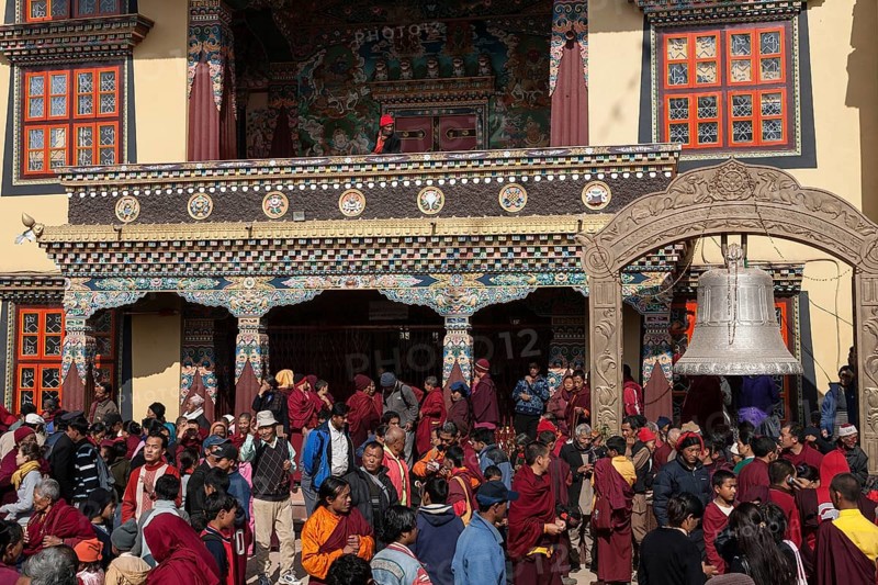 Native people in front of the Cinya Llama Gompa