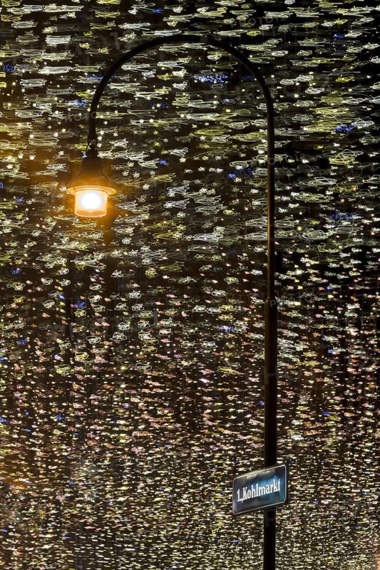 Street lamp with Christmas lights