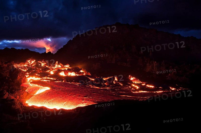 Lava flow at night