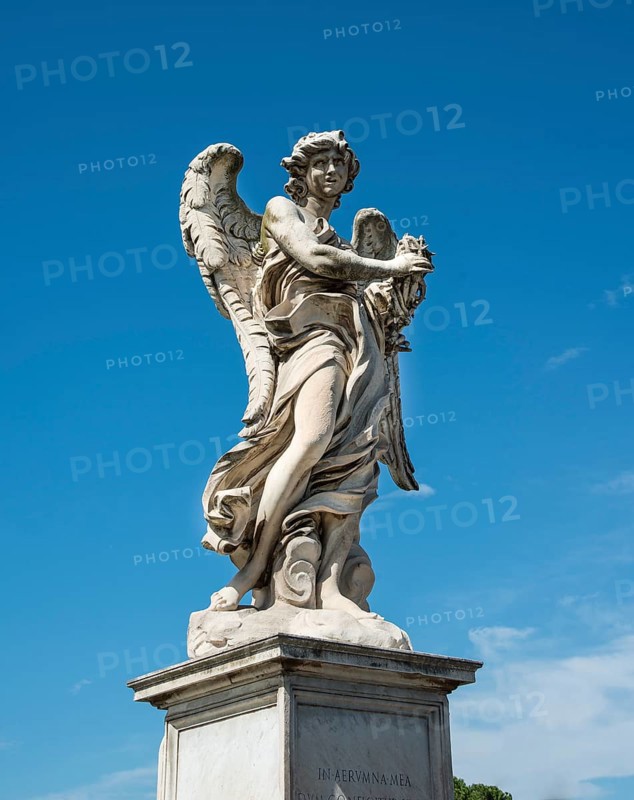 Angel statue wearing crown of thorns on the Ponte Sant'Angelo