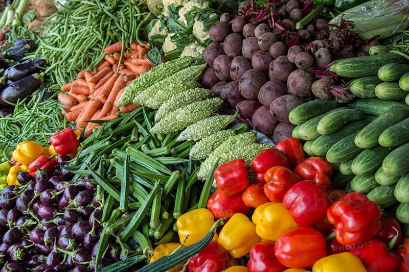 Market stall with okra