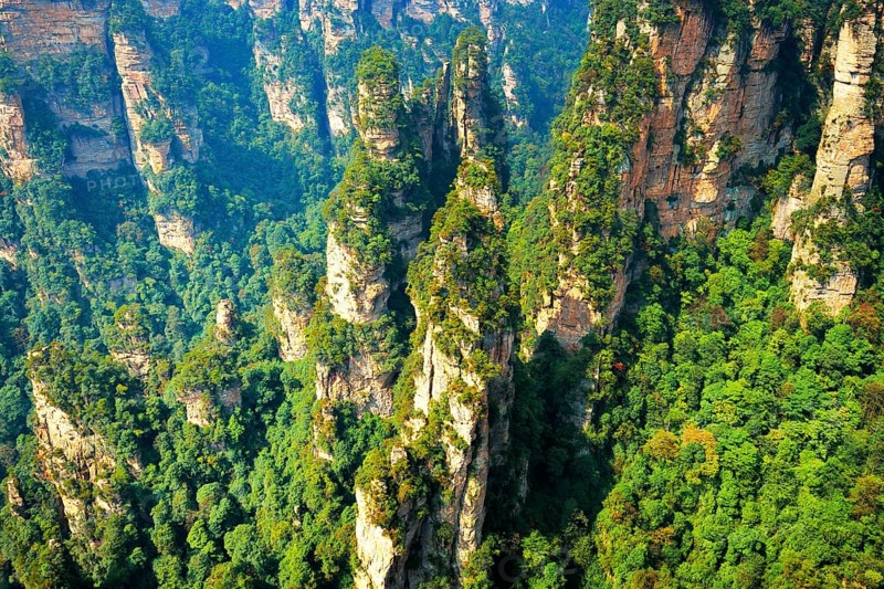 Avatar Mountains with vertical quartz-sandstone pillars