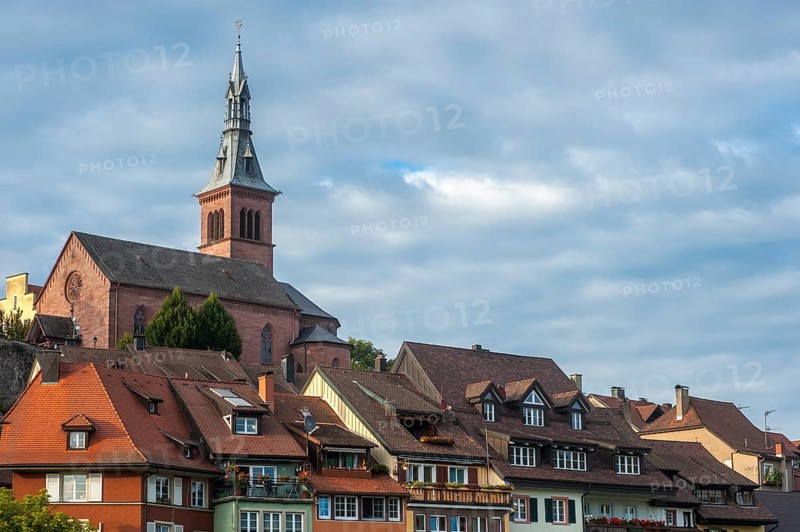 View of the town of Laufenburg with the Holy Spirit Church
