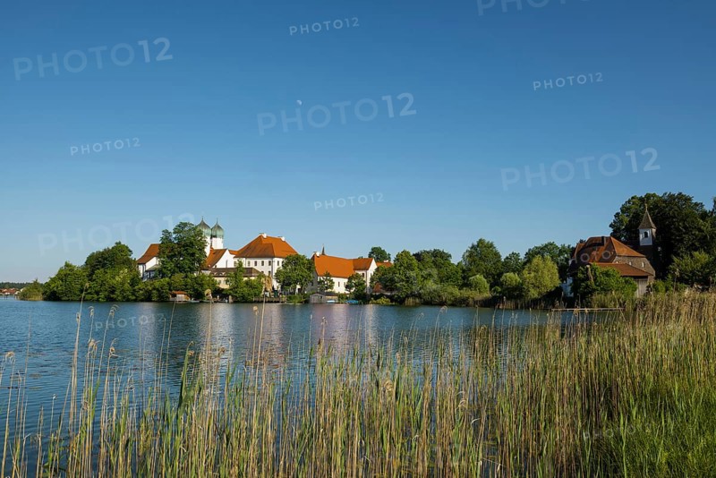 Seeon Abbey in Seeoner See lake