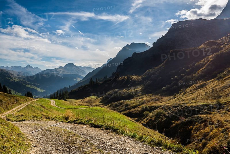 Mountain road and Allgau Alps