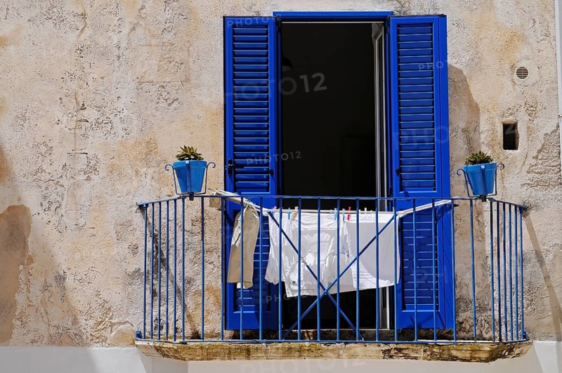 Laundry drying on a balcony