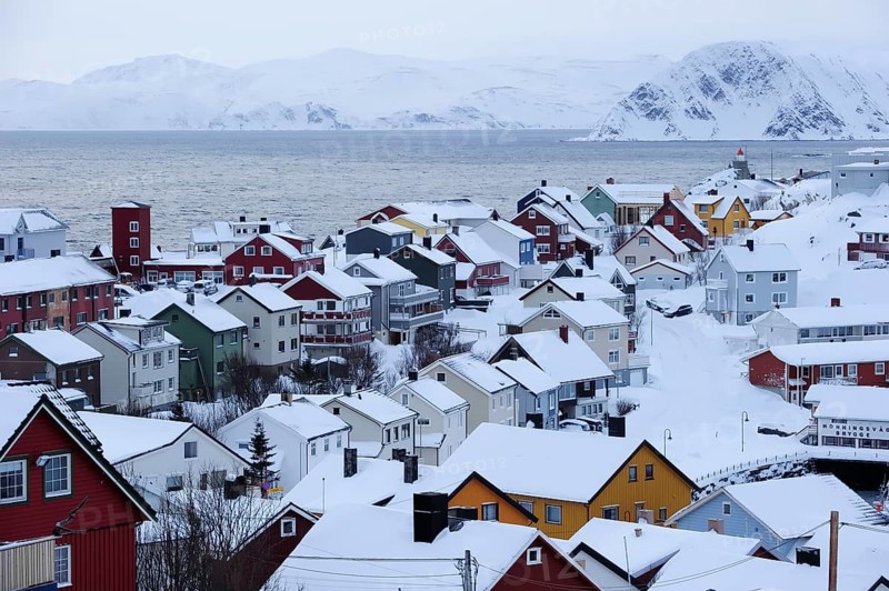 Snow-covered village