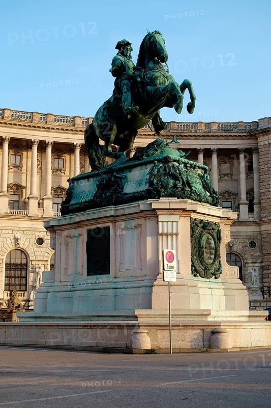Equestrian statue of Prince Eugene front of the Hofburg Imperial Palace at the Heldenplatz