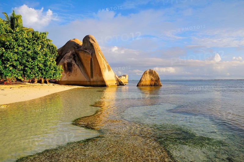 Granite rocks on the beach Anse Source d'Argent