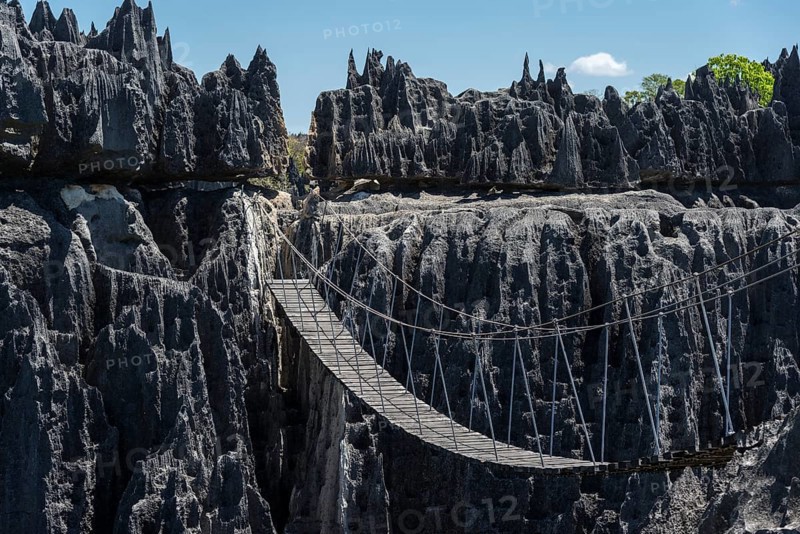 Suspension bridge over canyon