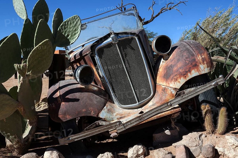 Wreck of a vintage car