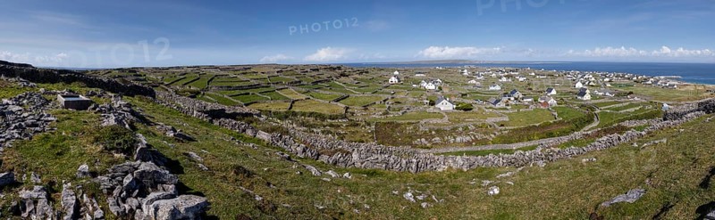 Village on the Aran Islands with stone walls