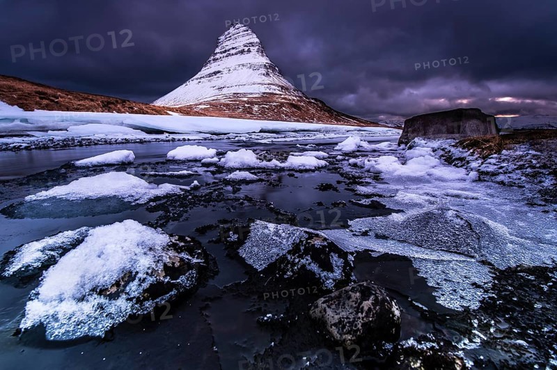 Peak of Kirkjufell with Kirkjufell river