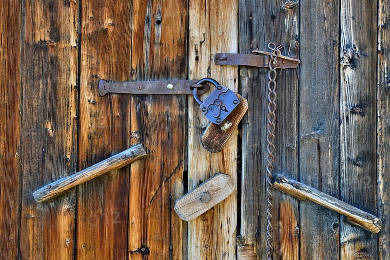 Door of a barn building