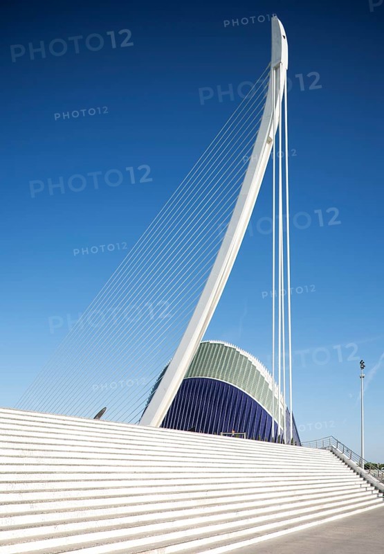 Modern bridge Puente del Grao and Agora square
