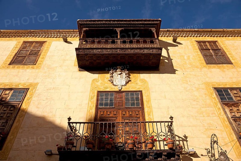 Wooden balcony in the historic centre