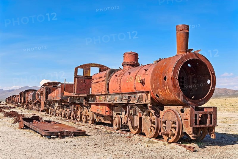 Old train in the train cemetery Cementerio de los Trenes