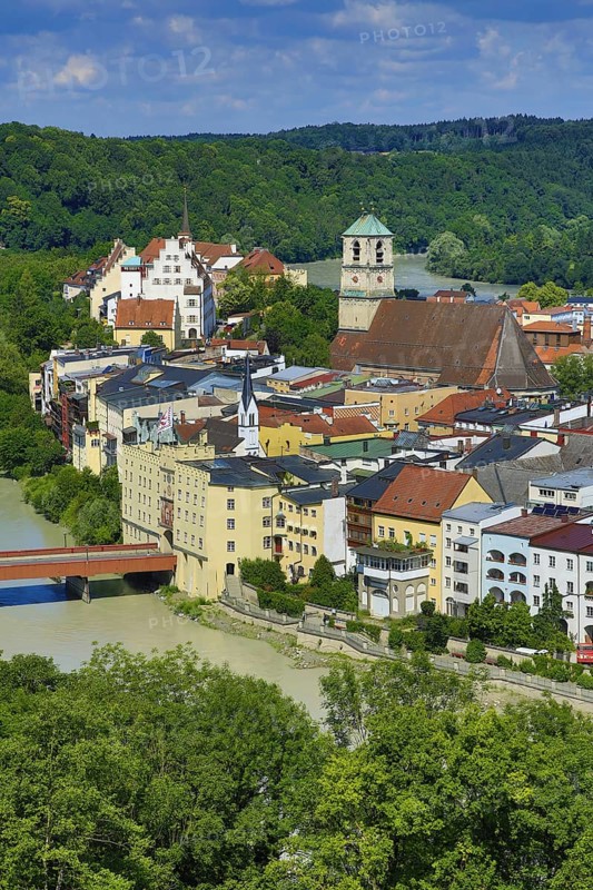 View of the town of Wasserburg am Inn