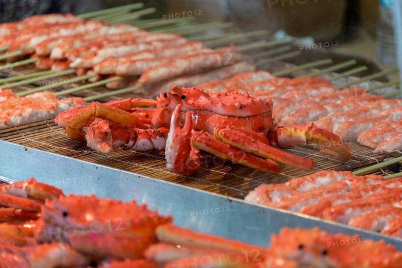 Grilled crabs at a food stand