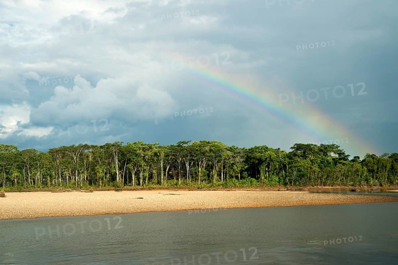 Banks of the Tambopata with rainbow