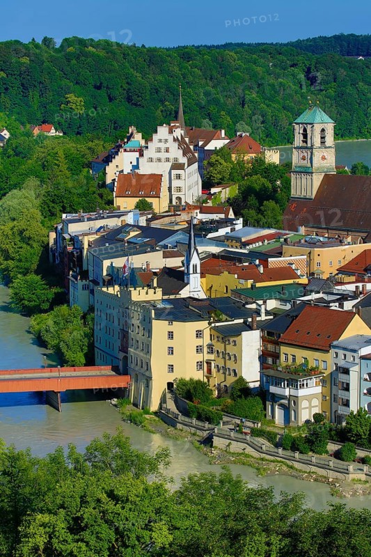 View of the town of Wasserburg am Inn