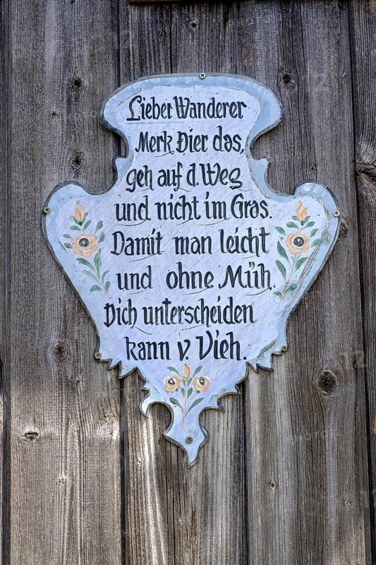 Sign with saying for hiking