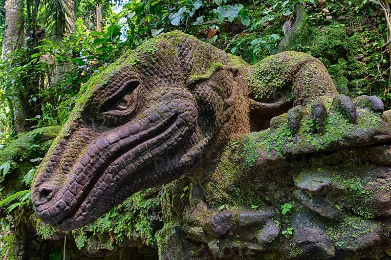 Stone carving of a komodo dragon