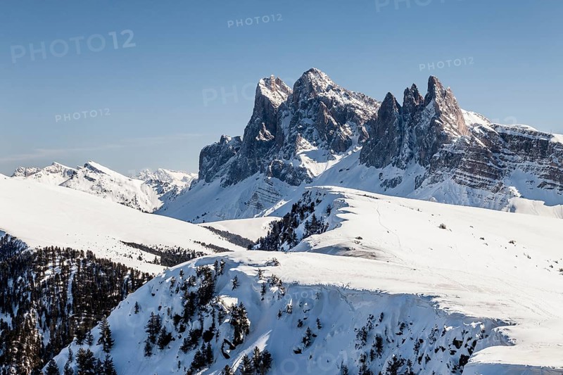 View from the Raschotz Ridge of the Gruppo delle Odle or Geisler Range