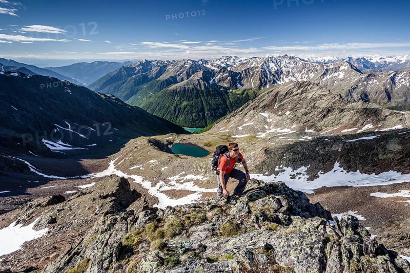 Mountaineer during the ascent of Mt Grawand