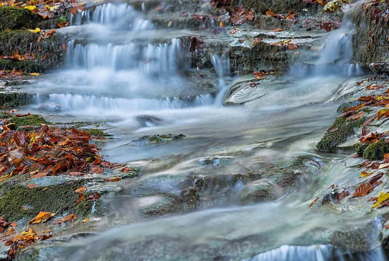 Waterfall in the forest in autumn