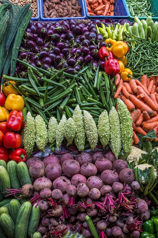 Market stall with okra
