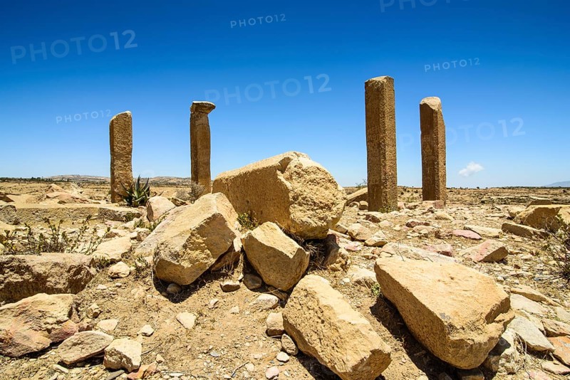 The columns of a ruined structure at the Pre-Aksumite settlement of Qohaito