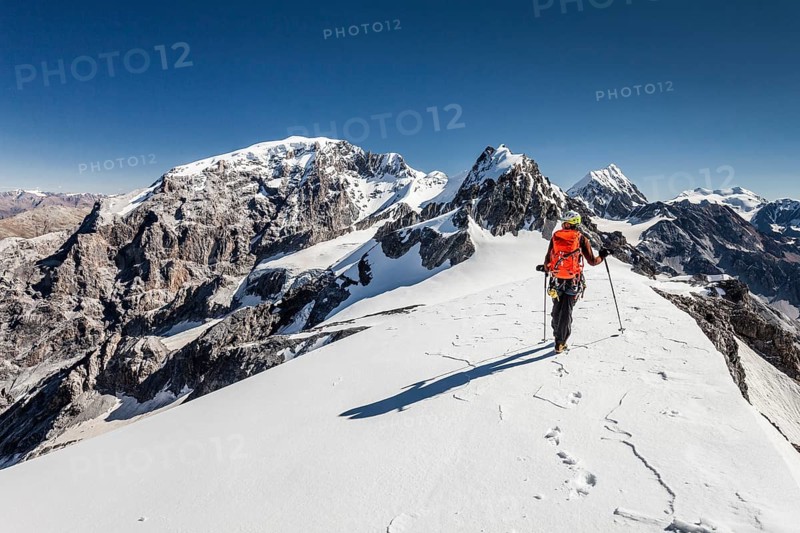 Climber on the Trafoierjoch on Stelvio Pass