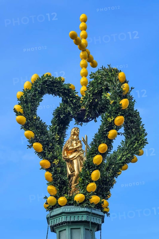 Saint figure with Easter decorations